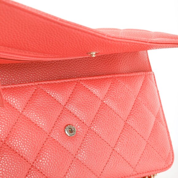 Chanel Coral Pink Caviar Quilted Classic Wallet on Chain - Picture 9 of 14